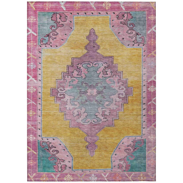 Haelion Gold Washable Indoor-Outdoor Rug