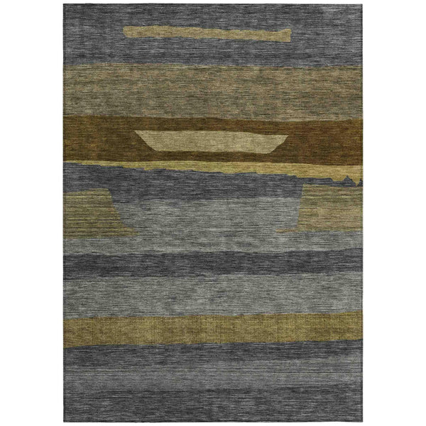 Haelora Gray Washable Indoor-Outdoor Rug