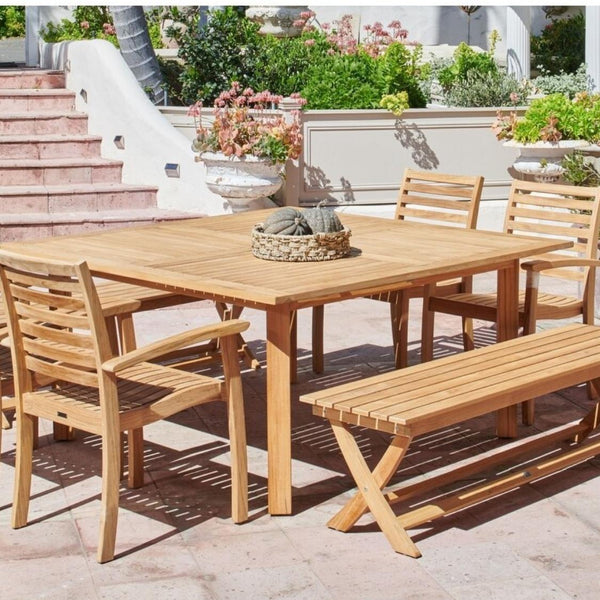 Hamilton Square Teak Outdoor Dining Table with Umbrella Hole-Outdoor Dining Tables-HiTeak-LOOMLAN
