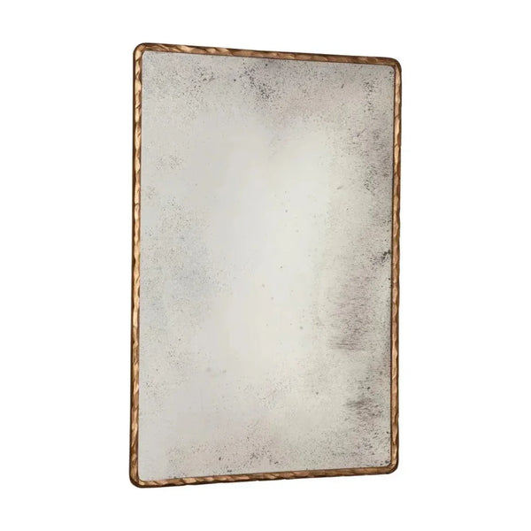 Hammered Edge Metal Framed Gold Floor Mirror-Floor Mirrors-Furniture Classics-LOOMLAN