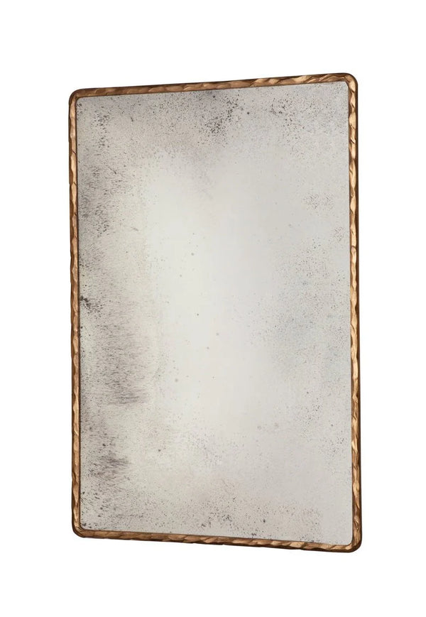 Hammered Edge Metal Framed Gold Floor Mirror