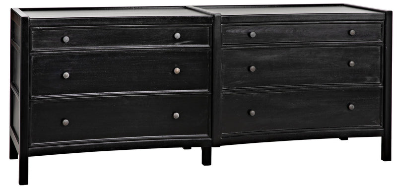 Hampton Wood Dreser With 6 Drawers-Dressers-Noir-LOOMLAN