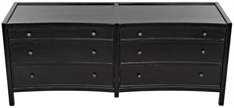Hampton Wood Dreser With 6 Drawers-Dressers-Noir-LOOMLAN