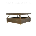 Hamptons 37" Square Outdoor Cocktail Table Glass