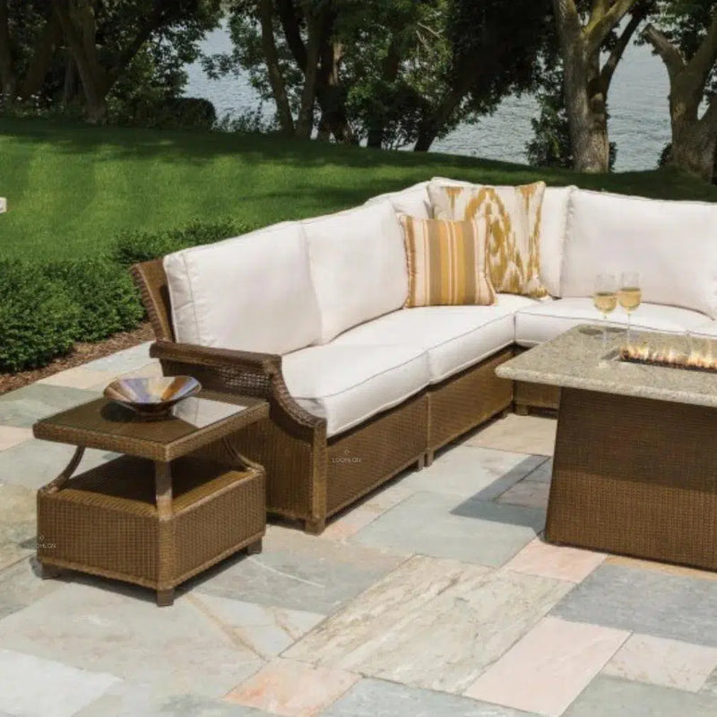 Hamptons Left Sectional Unit Outdoor Patio Furniture-Outdoor Modulars-Lloyd Flanders-LOOMLAN