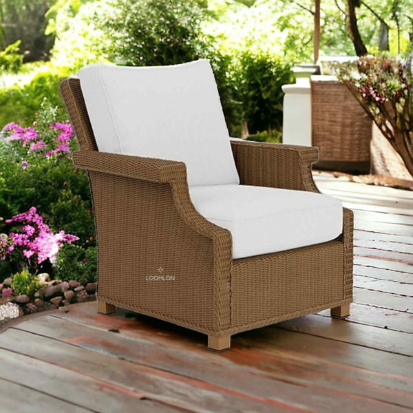 Hamptons Outdoor Furniture Wicker Lounge Chair Outdoor Accent Chairs LOOMLAN By Lloyd Flanders