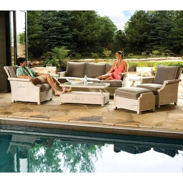 Hamptons Outdoor Furniture Wicker Lounge Chair-Outdoor Lounge Chairs-Lloyd Flanders-LOOMLAN