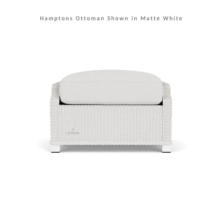 Hamptons Outdoor Furniture Wicker Ottoman-Outdoor Ottomans-Lloyd Flanders-LOOMLAN