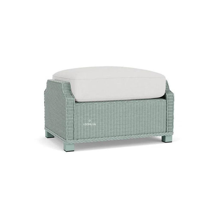 Hamptons Outdoor Furniture Wicker Ottoman-Outdoor Ottomans-Lloyd Flanders-LOOMLAN