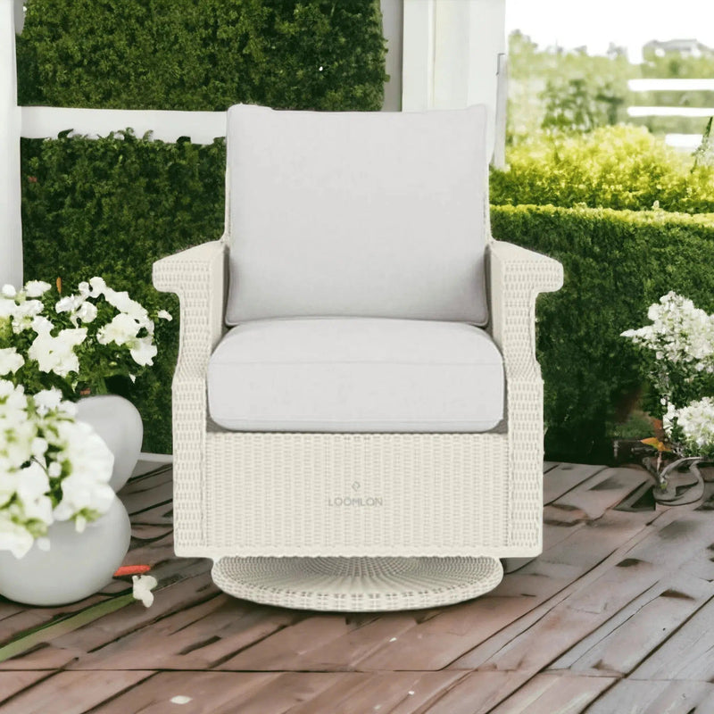 Hamptons Outdoor Furniture Wicker Swivel Rocker Lounge Chair Outdoor Accent Chairs LOOMLAN By Lloyd Flanders