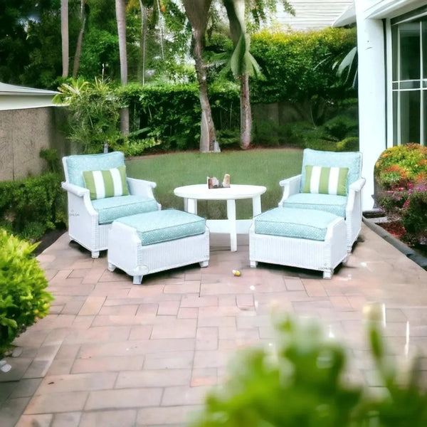 Hamptons Outdoor Wicker 2 Lounge Chair Set Ottomans-Outdoor Lounge Sets-Lloyd Flanders-LOOMLAN