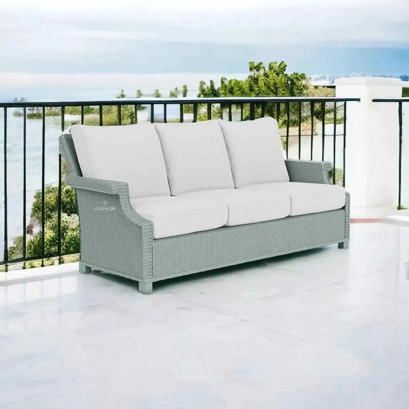 Hamptons Outdoor Wicker 3 Seater Sofa-Outdoor Sofas & Loveseats-Lloyd Flanders-LOOMLAN