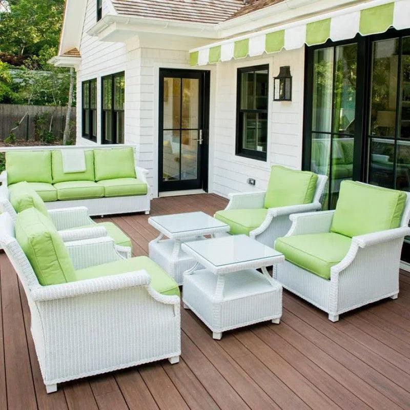 Hamptons Outdoor Wicker 4 Lounge Chair Set With Tables