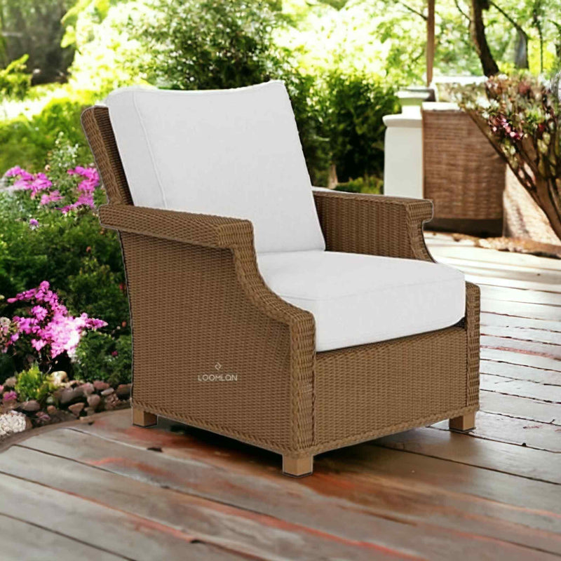 Hamptons Outdoor Wicker 6 PC Sofa Set With Chairs and Tables Outdoor Lounge Sets LOOMLAN By Lloyd Flanders