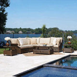 Hamptons Outdoor Wicker Corner Sectional Accent Tables-Outdoor Lounge Sets-Lloyd Flanders-LOOMLAN