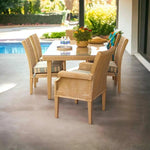 Hamptons Outdoor Wicker Dining Table Set for 6