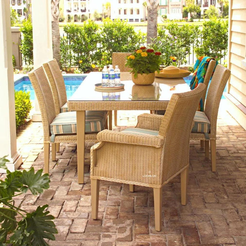 Hamptons Outdoor Wicker Dining Table Set for 6-Outdoor Dining Sets-Lloyd Flanders-LOOMLAN