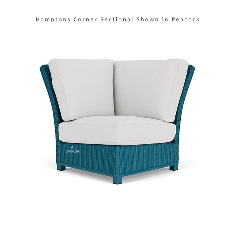 Hamptons Outdoor Wicker L-Shaped Sectional With Accent Tables Outdoor Lounge Sets LOOMLAN By Lloyd Flanders