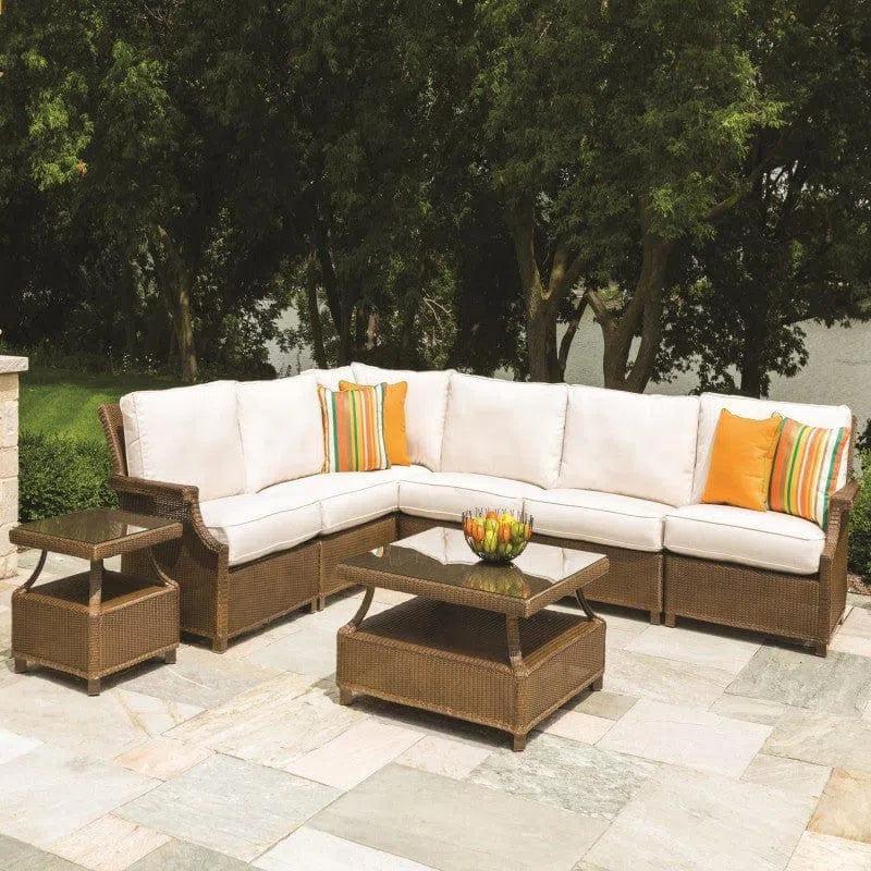 Hamptons Outdoor Wicker L-Shaped Sectional With Tables-Outdoor Lounge Sets-Lloyd Flanders-LOOMLAN