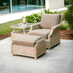 Hamptons Outdoor Wicker Lounge Chair Set Side Table