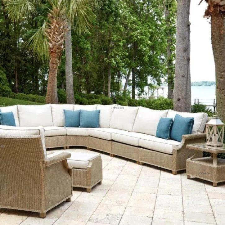 Hamptons Outdoor Wicker Sectional Lounge Set Chair