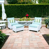 Hamptons Outdoor Wicker Sofa & Lounge Chair Set Tables-Outdoor Lounge Sets-Lloyd Flanders-LOOMLAN