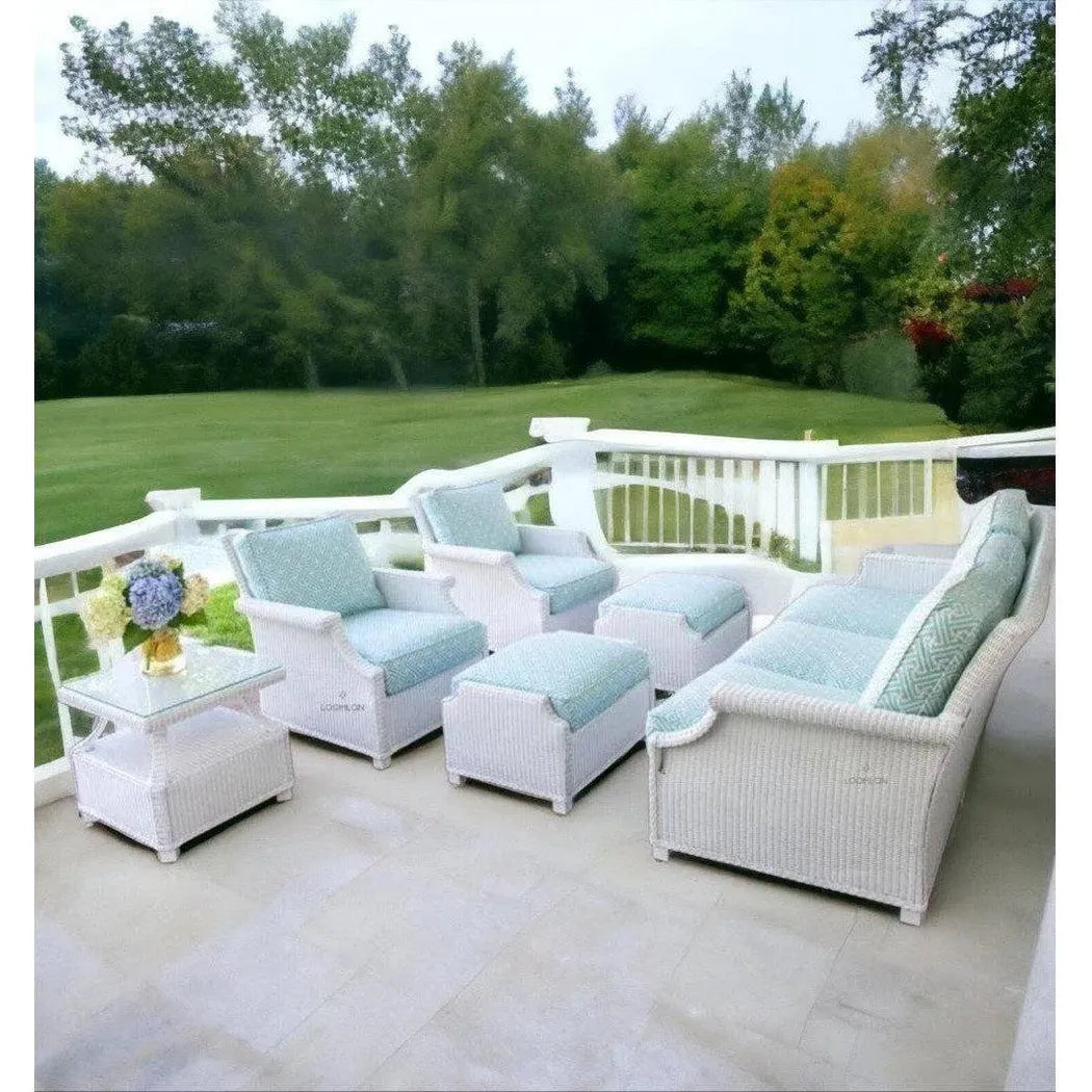 Hamptons Outdoor Wicker Sofa & Lounge Chair Set Tables