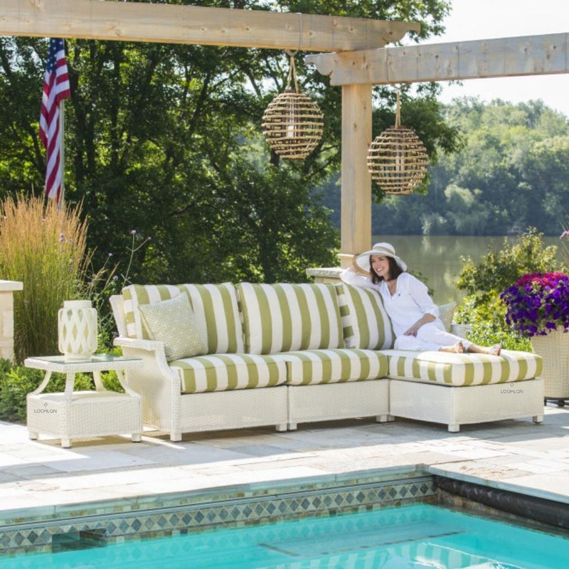 Hamptons Right Arm Sectional Unit All-Weather Outdoor Furniture Outdoor Modulars LOOMLAN By Lloyd Flanders