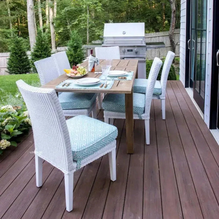 Hamptons Teak Extendable Dining Table Set With Chairs-Outdoor Dining Sets-Lloyd Flanders-LOOMLAN