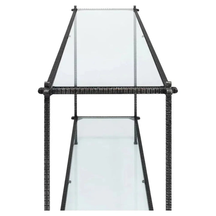 Hand Chased Iron Console Table Glass Shelf - LOOMLAN - Sarreid - Console Tables