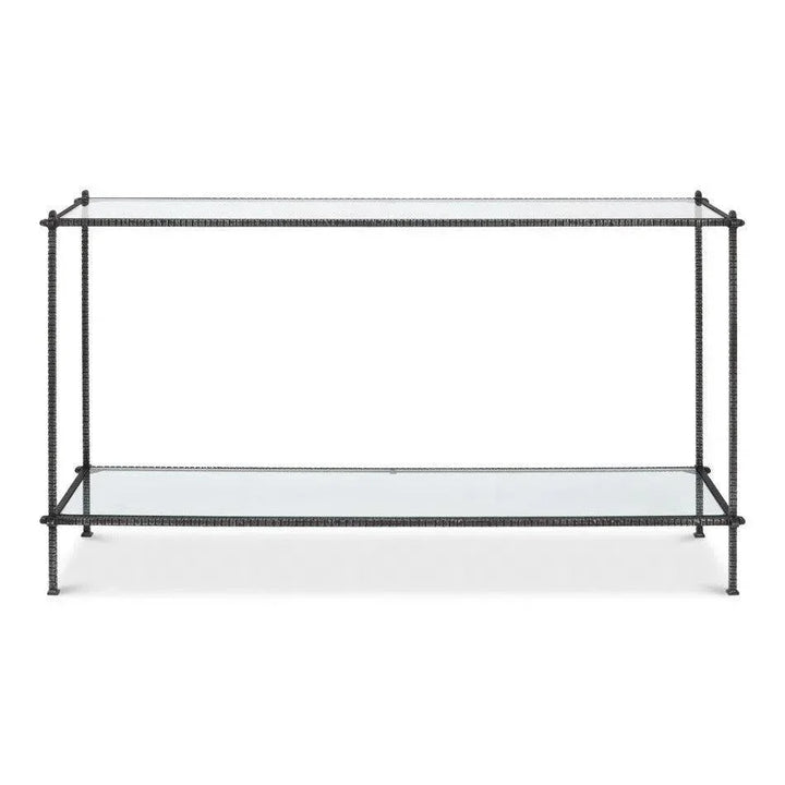 Hand Chased Iron Console Table Glass Shelf - LOOMLAN - Sarreid - Console Tables