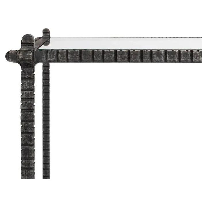 Hand Chased Iron Console Table Glass Shelf - LOOMLAN - Sarreid - Console Tables