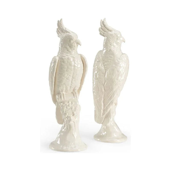 Hand Glazed Ceramic Made Cockatoo Sculpture (Pr) - LOOMLAN - Chelsea House - Statues & Sculptures
