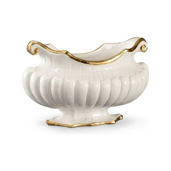 Hand Glazed Italian Ceramic Made Oval Pot - LOOMLAN - Chelsea House - Planters