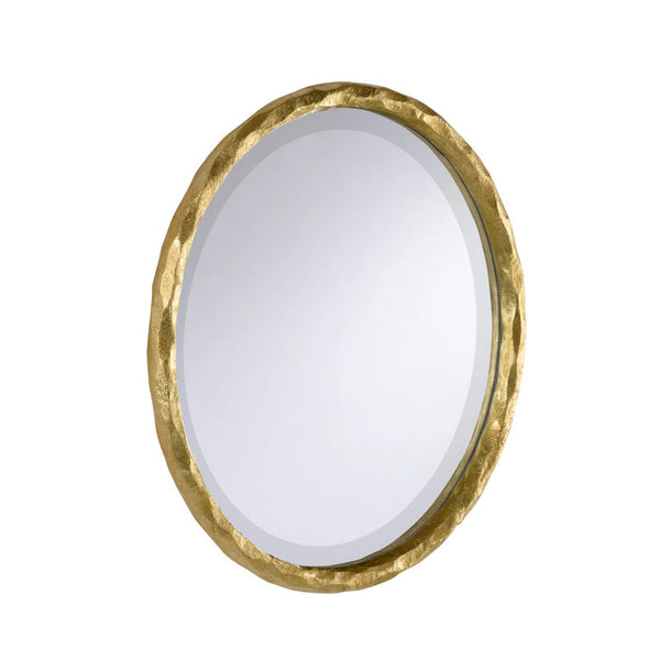 Hand Hammered Round Wall Mirror (Large)-Wall Mirrors-Chelsea House-LOOMLAN