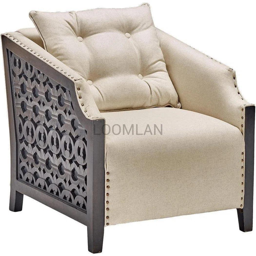 Hand- Panels Club Chair with Throw Pillow