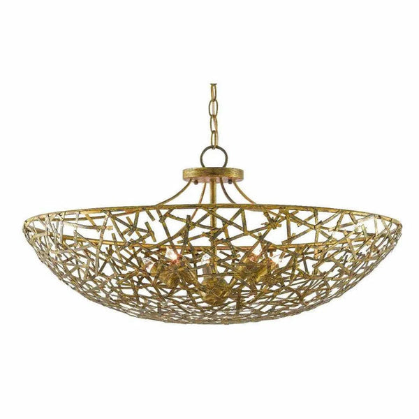 Hand Rubbed Gold Leaf Confetti Bowl Chandelier Chandeliers LOOMLAN By Currey & Co