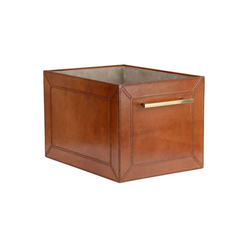 Handcrafted Leather Storage Cube with Lid | LOOMLAN
