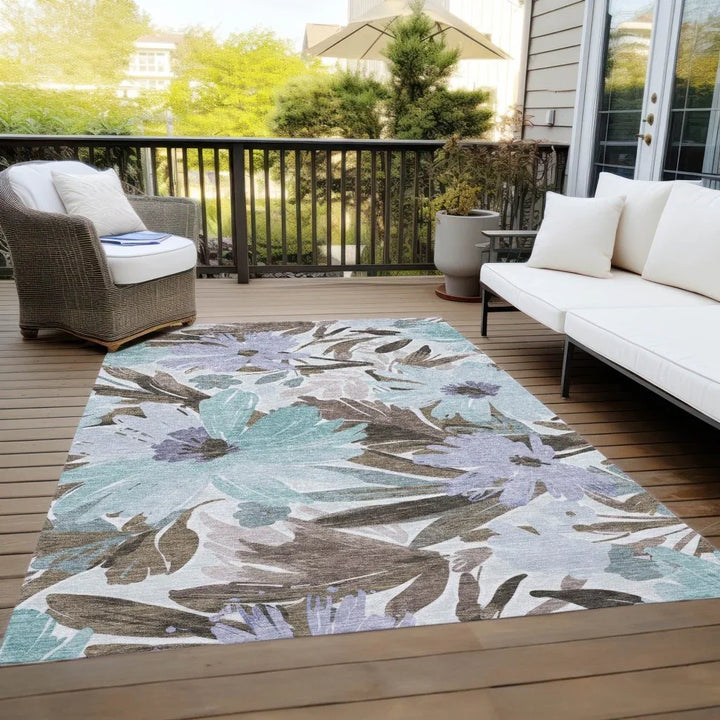 Handetta Brown Washable Indoor - Outdoor Rug - LOOMLAN - LOOMLAN Rugs - Outdoor Rugs