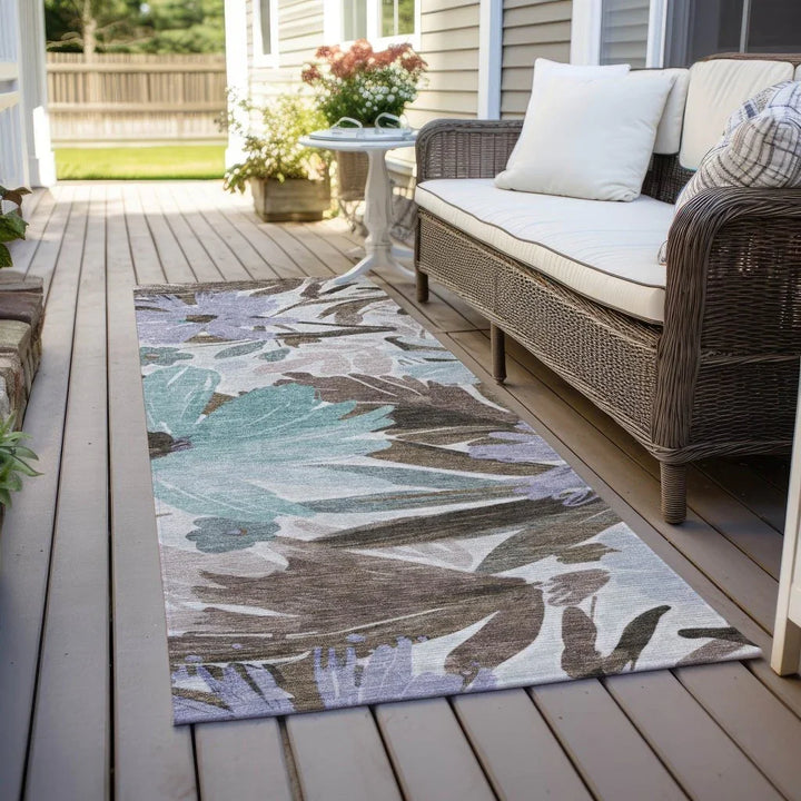 Handetta Brown Washable Indoor - Outdoor Rug - LOOMLAN - LOOMLAN Rugs - Outdoor Rugs