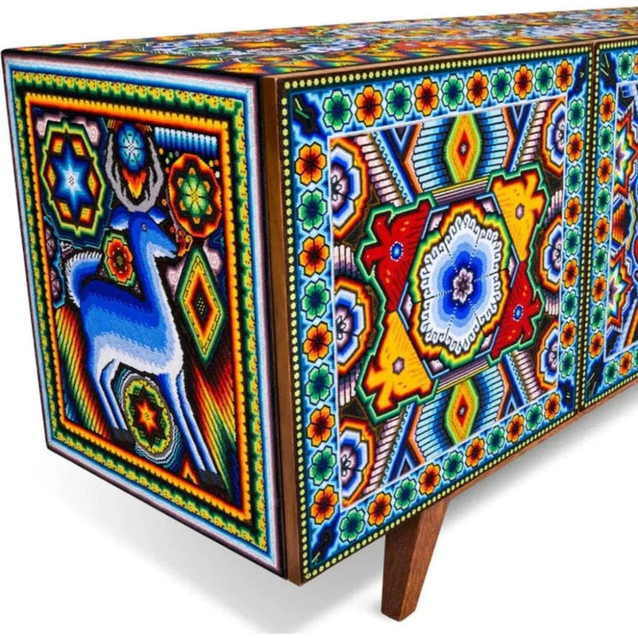Handmade Unique Beaded Cabinet Deer - LOOMLAN - Victor Betancourt - Sideboards