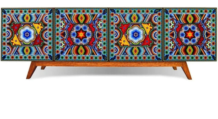 Handmade Unique Beaded Cabinet Deer - LOOMLAN - Victor Betancourt - Sideboards