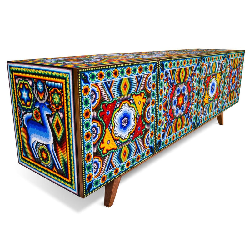 Handmade Unique Beaded Sideboard Cabinet Deer-Sideboards-Victor Betancourt-LOOMLAN
