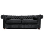 Hank Black Chesterfield Leather Sofa Made to Order