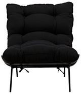Hanzo Chair with Steel Legs, Charcoal Black-Accent Chairs-Noir-LOOMLAN