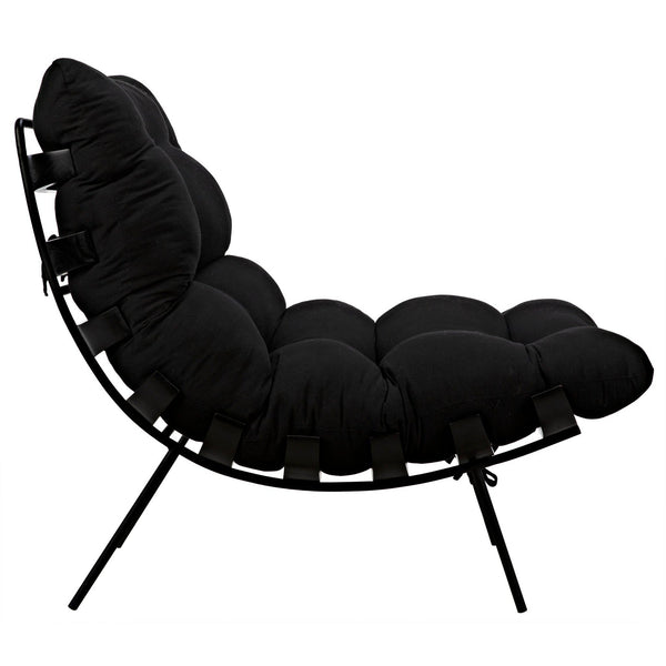 Hanzo Chair with Steel Legs, Charcoal Black-Accent Chairs-Noir-LOOMLAN