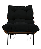 Hanzo Chair with Steel Legs, Teak-Accent Chairs-Noir-LOOMLAN