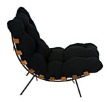 Hanzo Chair with Steel Legs, Teak-Accent Chairs-Noir-LOOMLAN