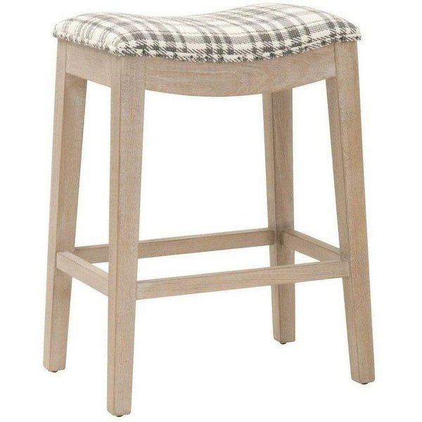 Harper Counter Stool Tartan Charcoal Natural Gray Ash Counter Stools LOOMLAN By Essentials For Living