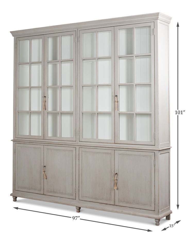 Harper Glass Doors Front Curio Bookcase With Cabinets-Buffets & Curios-Sarreid-LOOMLAN